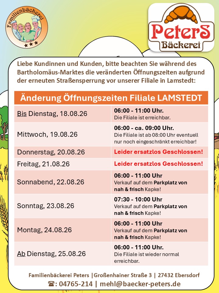 Lamstedt geschlossen wegen Bartomarkt